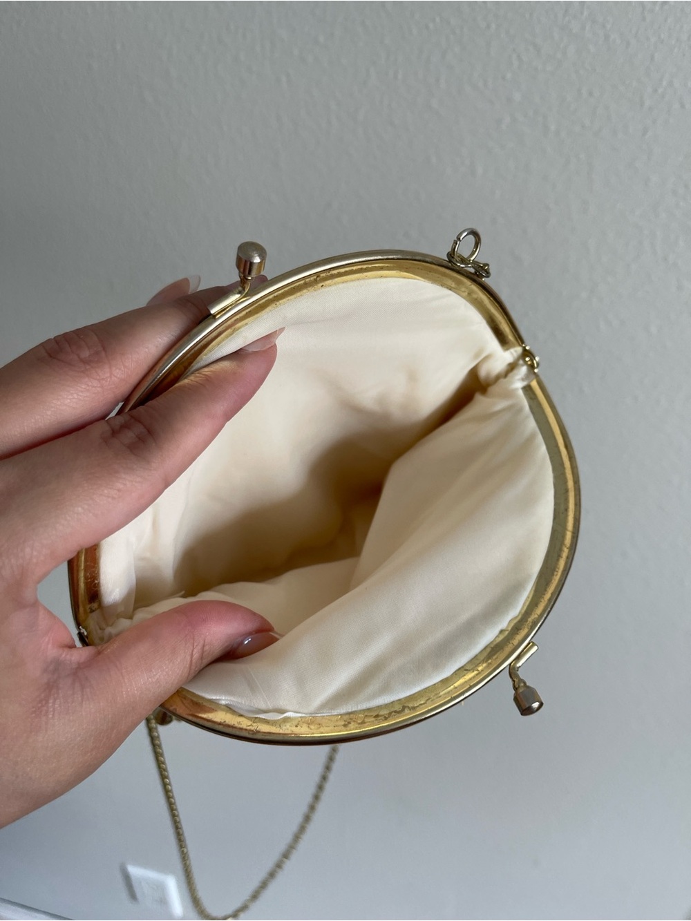 Gold Beaded Evening Clutch with Chain Strap - Picture 8 of 8